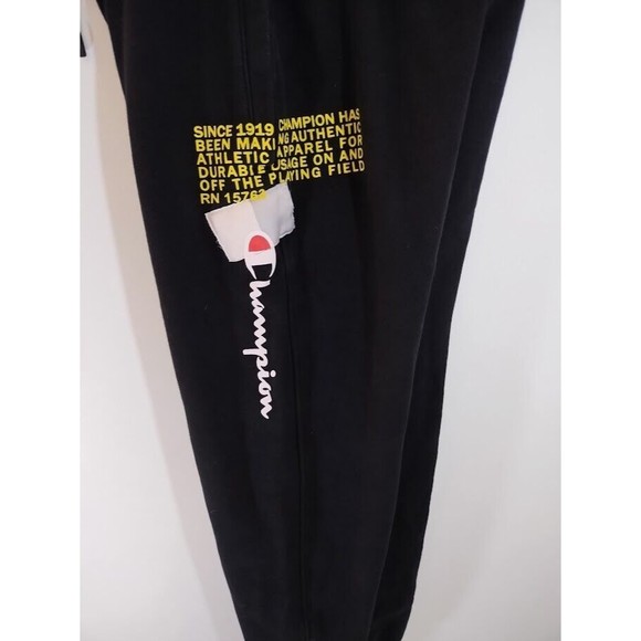 Champion Men Small Black Jogger Pants Sweatpants Snap Pockets Zipper Leg - Picture 9 of 12